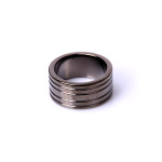 Black Steel Cockring Ribbed - 40 mm