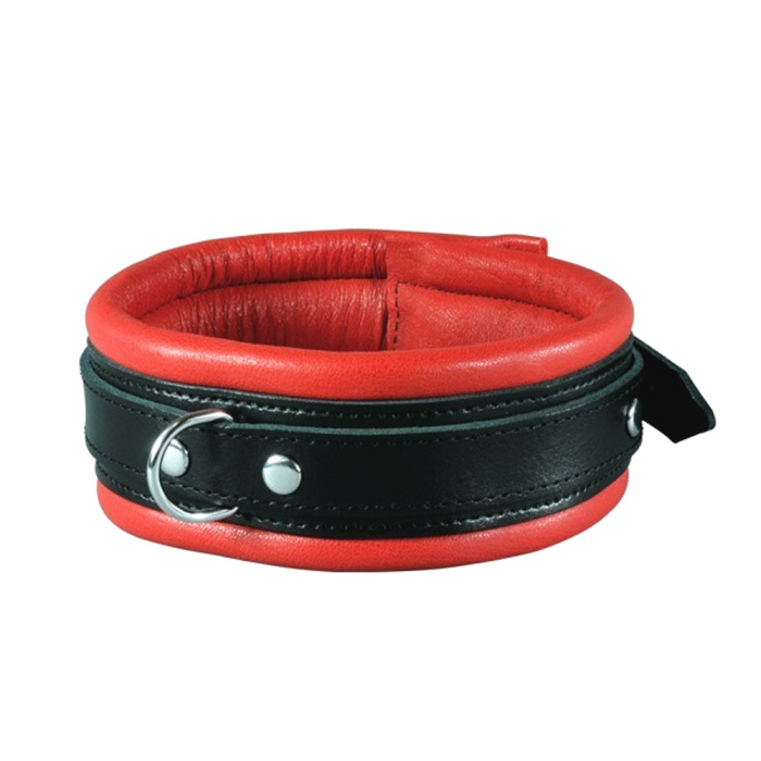 Leather Collar 5 cm - Red - Afbeelding 3