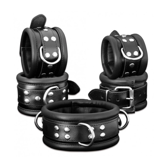 Leather Collar 6,5 cm - Black - Afbeelding 2