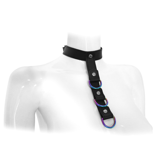 Leather Collar Connecting Strap Rainbow - Afbeelding 2