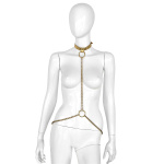 Deluxe Gold Leather Collar and Gold Chains