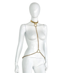 Deluxe Gold Leather Collar and Gold Chains - Afbeelding 2