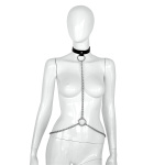 Deluxe Black Leather Collar and Chains