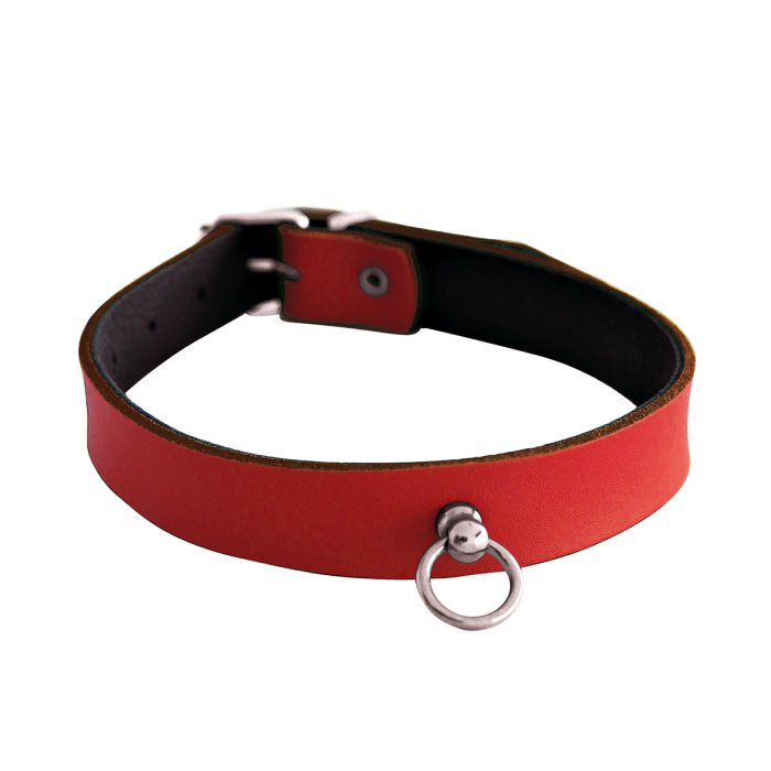Leather Collar Mini O-Ring Red - Afbeelding 4
