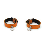 Leather Handcuffs Mini O-Ring Orange - Afbeelding 5
