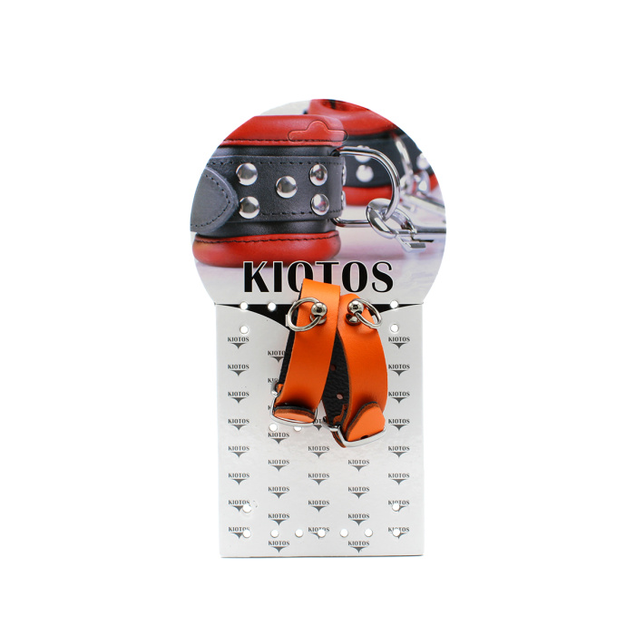 Leather Handcuffs Mini O-Ring Orange - Afbeelding 7