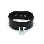 Leather Push Button Collar with Metal Shackle - Afbeelding 2
