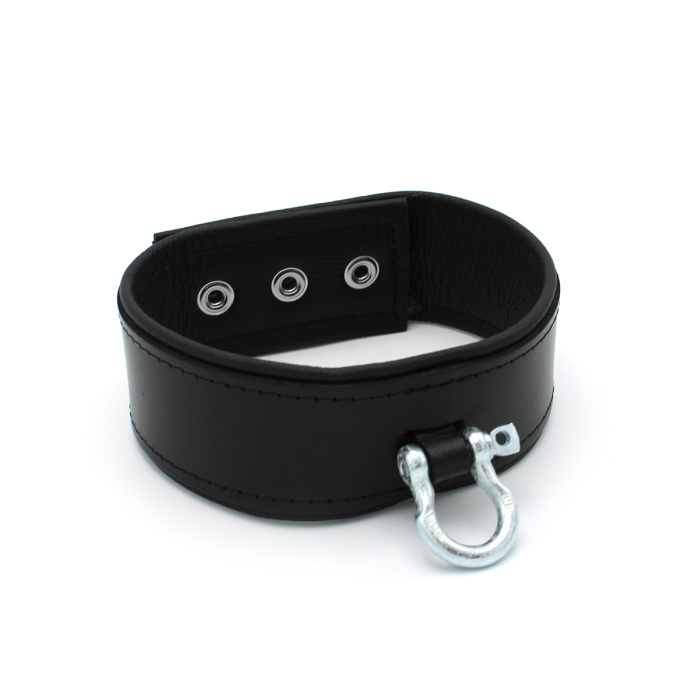 Leather Push Button Collar with Metal Shackle - Afbeelding 3