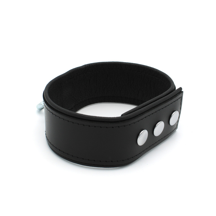 Leather Push Button Collar with Metal Shackle - Afbeelding 5