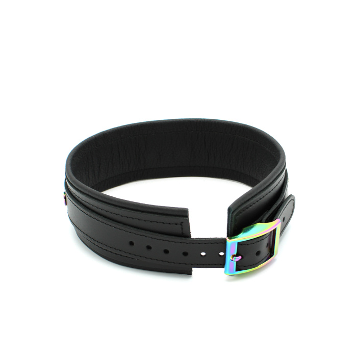 Leather Collar Black Rainbow - Afbeelding 3