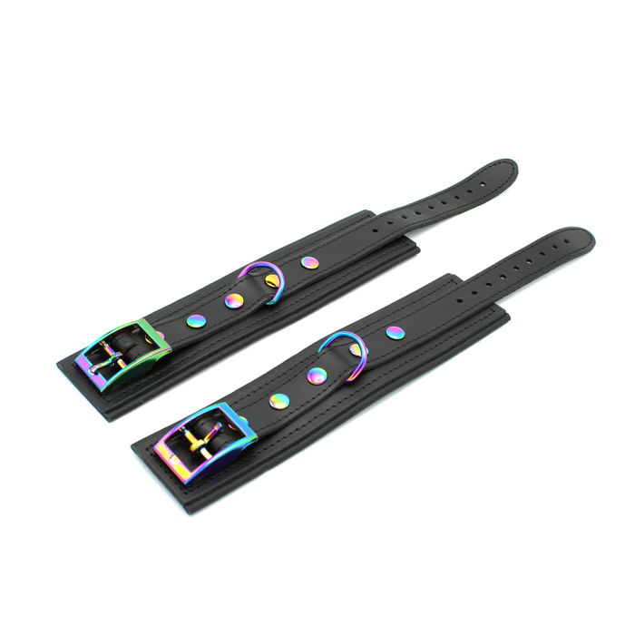 Leather Handcuffs Black Rainbow - Afbeelding 6