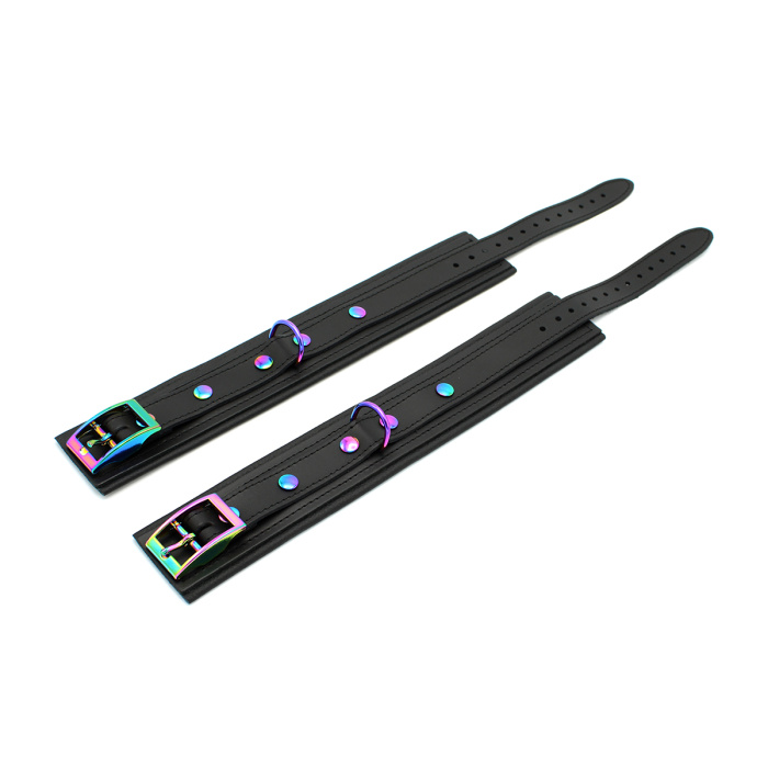 Leather Ankle Cuffs Black Rainbow - Afbeelding 5