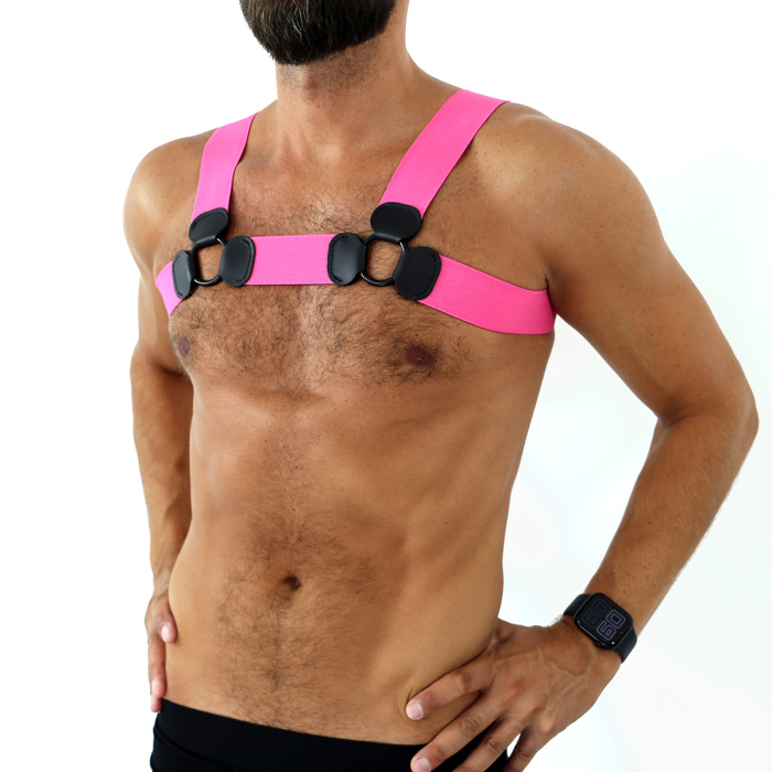 Elastic Chest Harness Pink S/M - Afbeelding 3