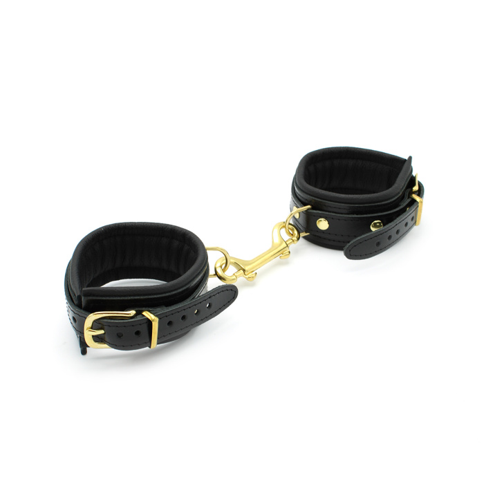 Shiny Black Leather Anklecuffs - Afbeelding 3
