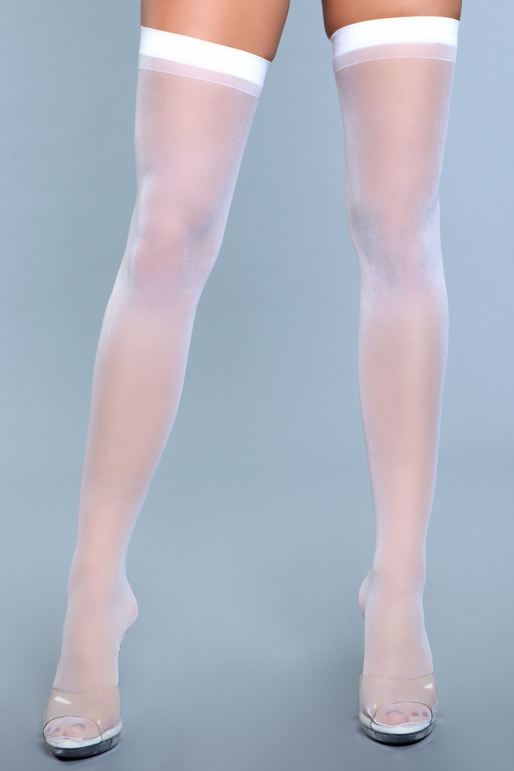 1918_wht_front_web Best Behavior Thigh Highs - WH / OS - Afbeelding 1