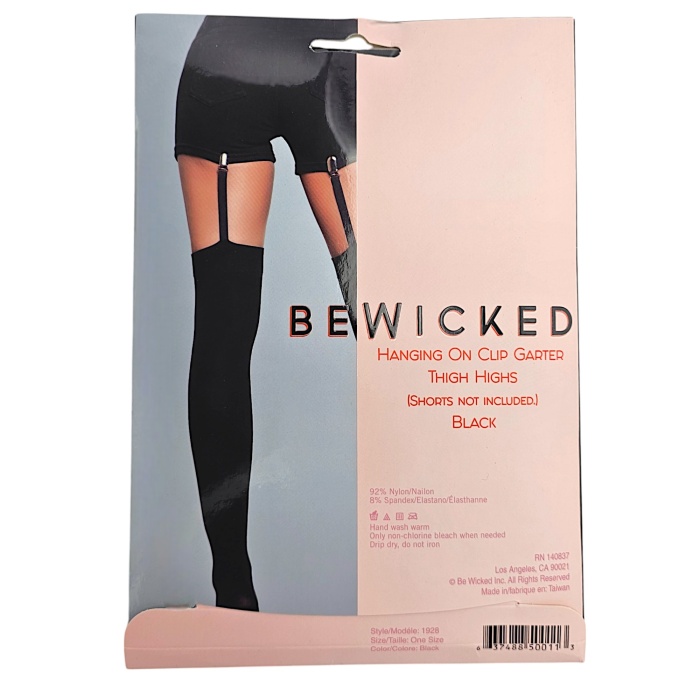 Hanging On Clip Garter Thigh Highs - BLK / OS - Afbeelding 5