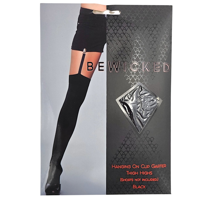 Hanging On Clip Garter Thigh Highs - BLK / OS - Afbeelding 4