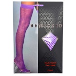 Nylon Fishnet Thigh Highs - PUR / OS - Afbeelding 4
