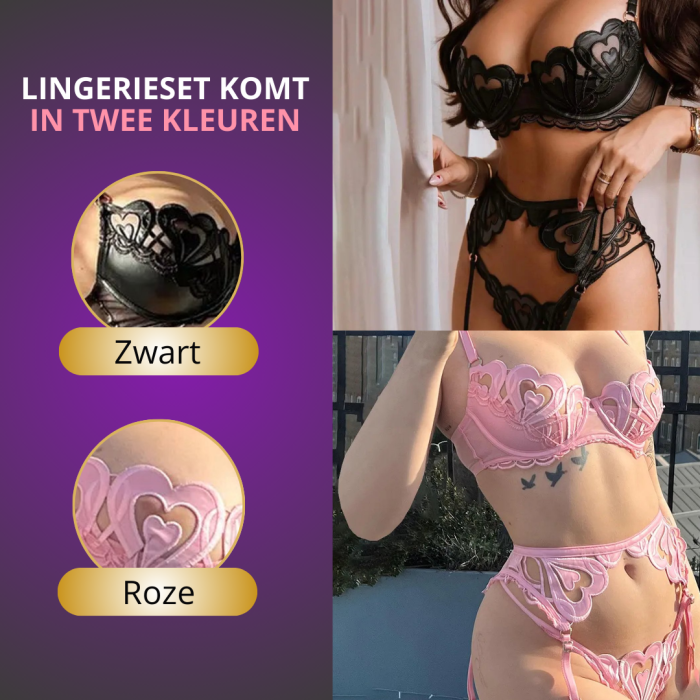 PlayToys - Sexy Lingerie - 3 delig - Met BH string en jarretelgordel - Erotisch - Uitdagend - Elegant - Spannend - Afbeelding 3