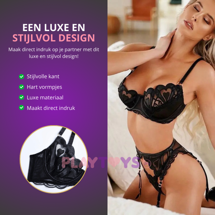 PlayToys - Sexy Lingerie - 3 delig - Met BH string en jarretelgordel - Erotisch - Uitdagend - Elegant - Spannend - Afbeelding 4