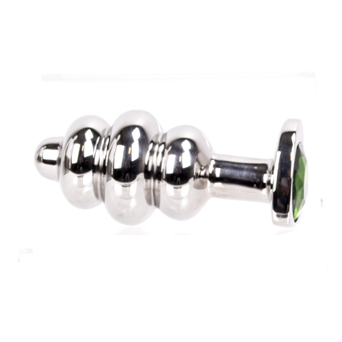 Heartshaped Jewelled Ribbed Buttplug - Afbeelding 2