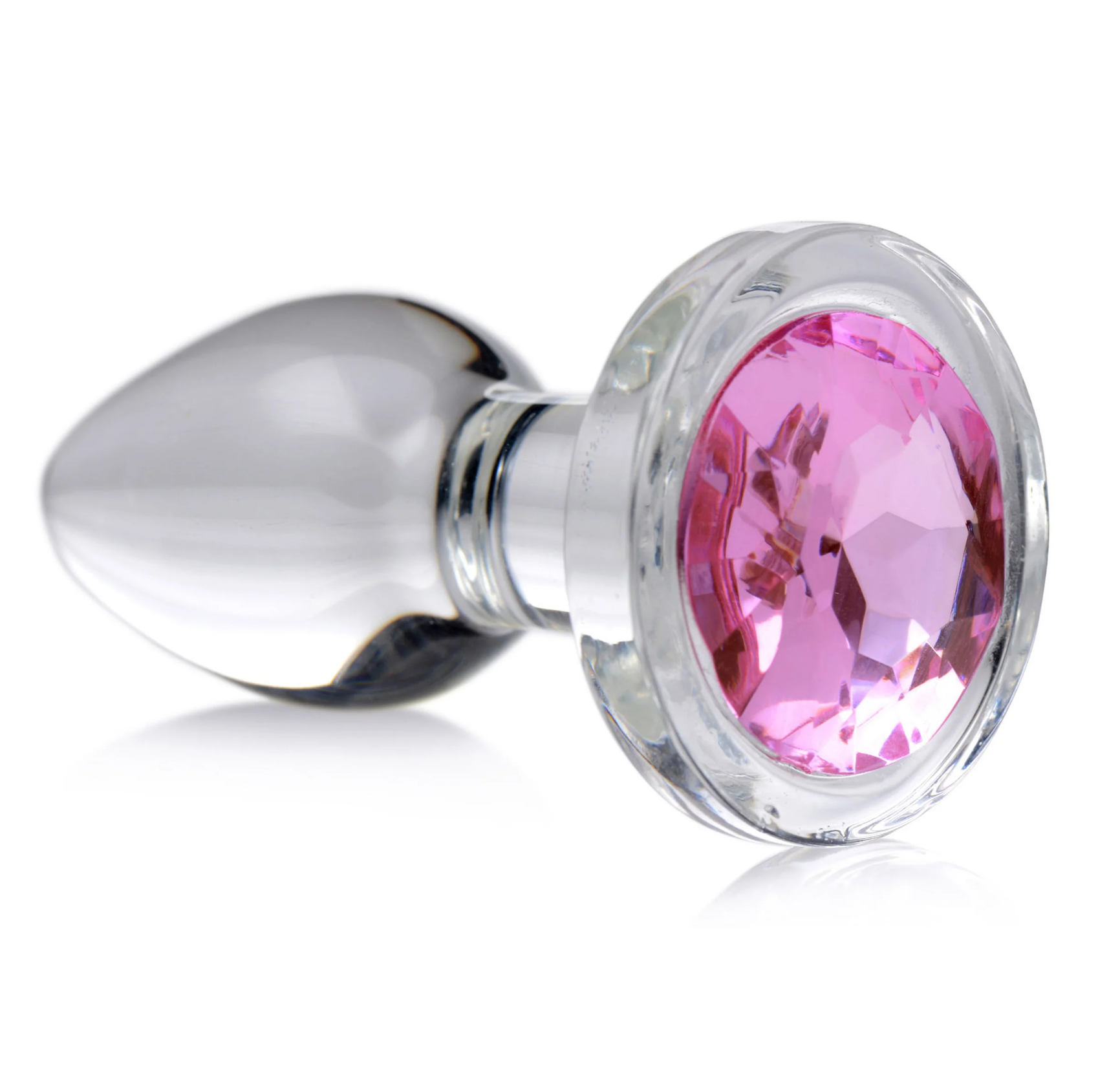 booty-01_2 Pink Gem Glass Anal Plug - Large - Afbeelding 1