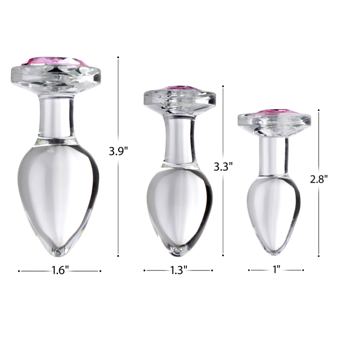 Pink Gem Glass Anal Plug - Large - Afbeelding 2