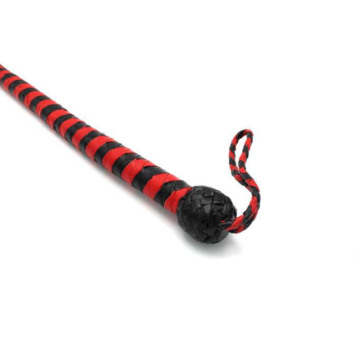 Leather Whip Black & Red 140 cm - Afbeelding 4