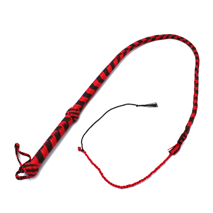 Nylon Bullwhip Black & Red 120 cm - Afbeelding 2