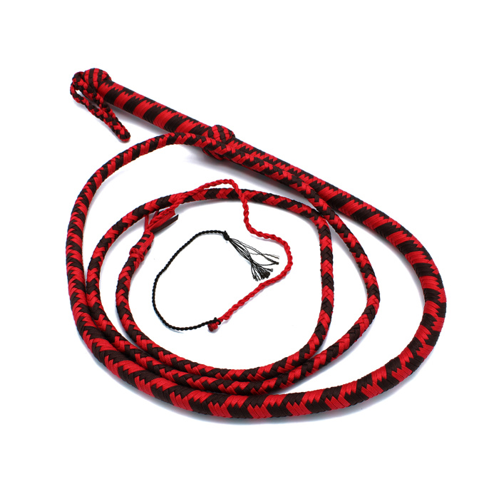 Nylon Bullwhip Black & Red 270 cm - Afbeelding 2