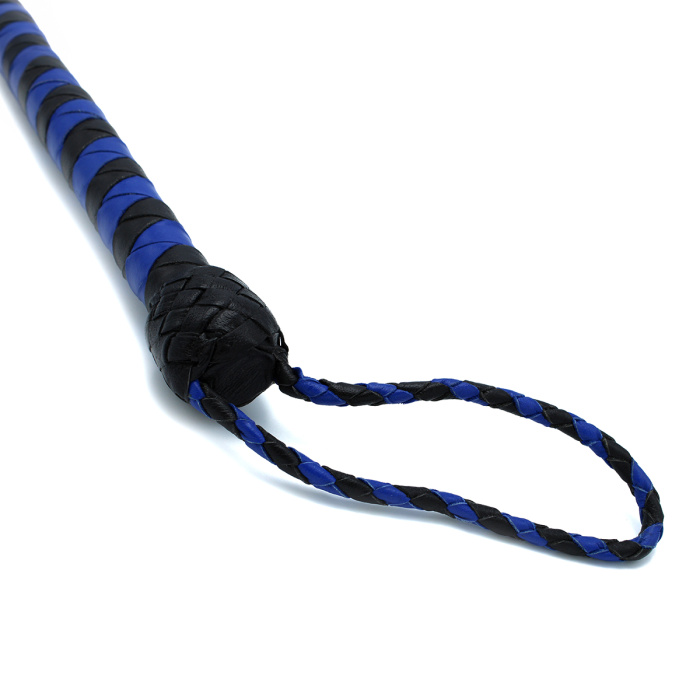 Leather Whip Black & Blue 90 cm - Afbeelding 5