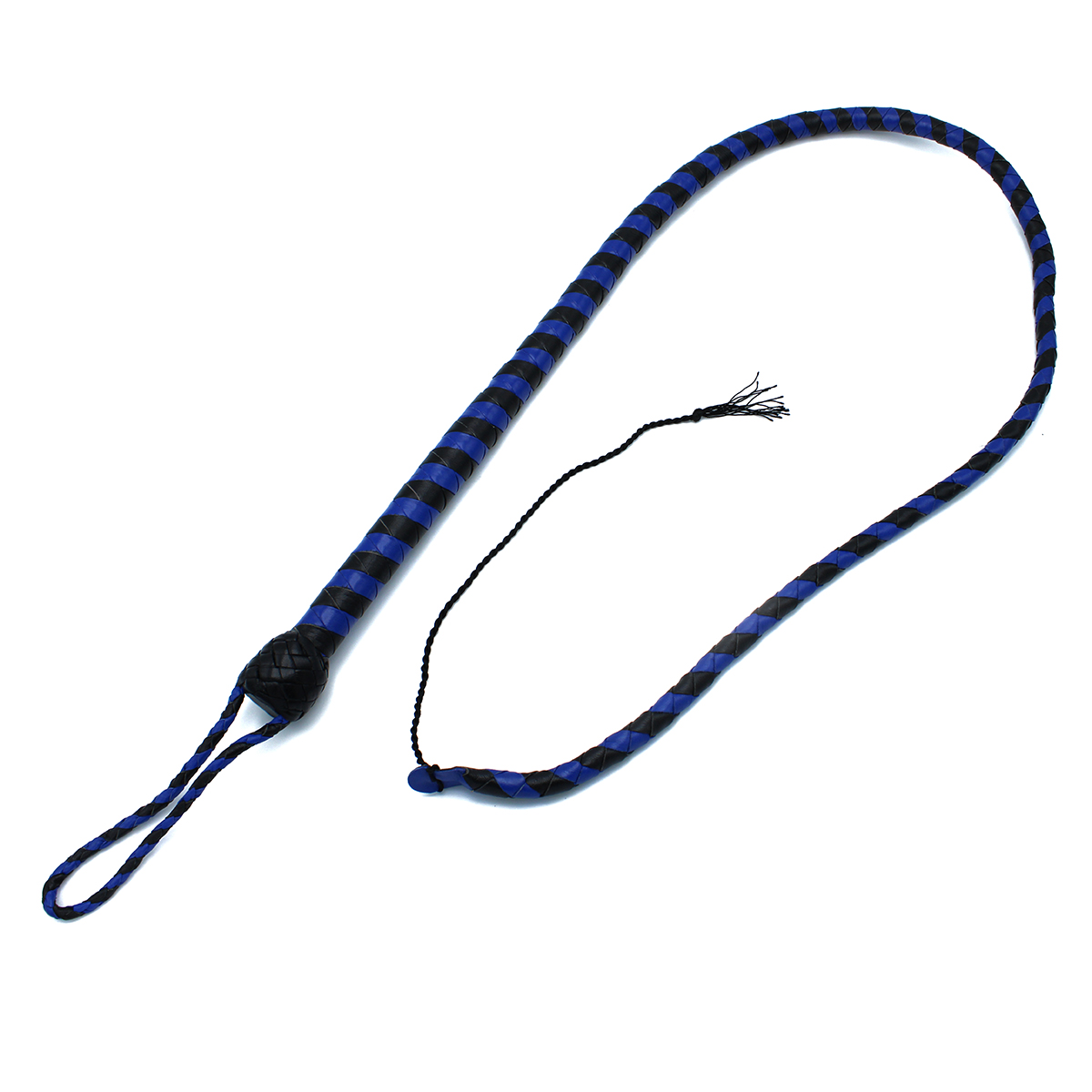 opr-277145-01 Leather Whip Black & Blue 140 cm - Afbeelding 1