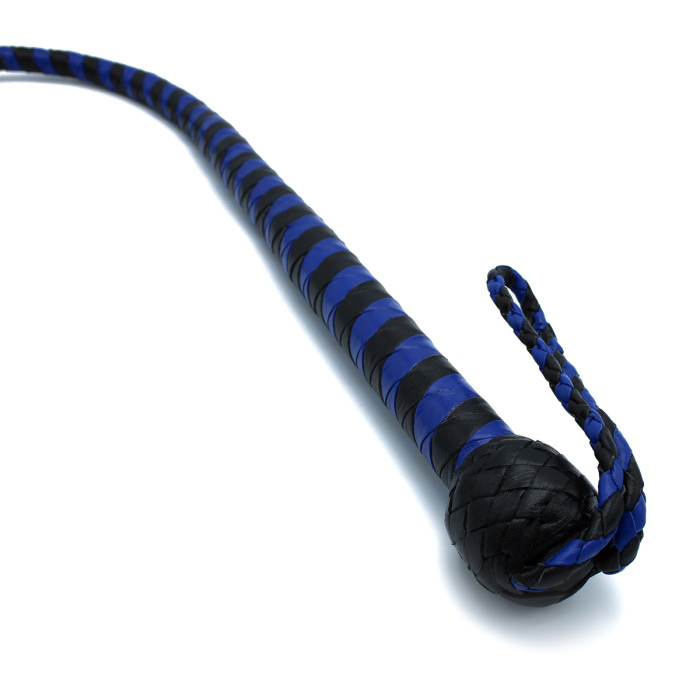 Leather Whip Black & Blue 140 cm - Afbeelding 4