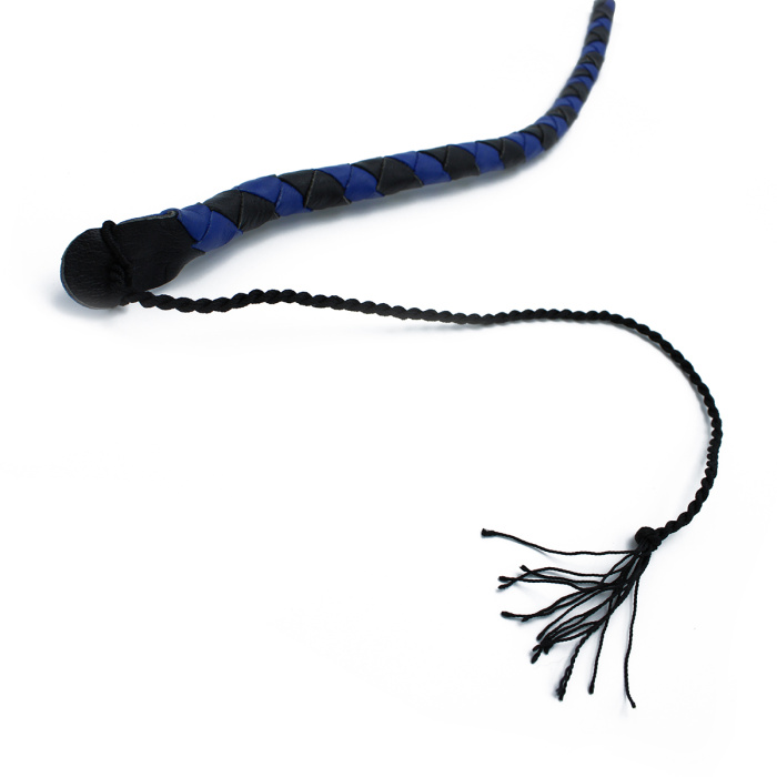 Leather Whip Black & Blue 140 cm - Afbeelding 5