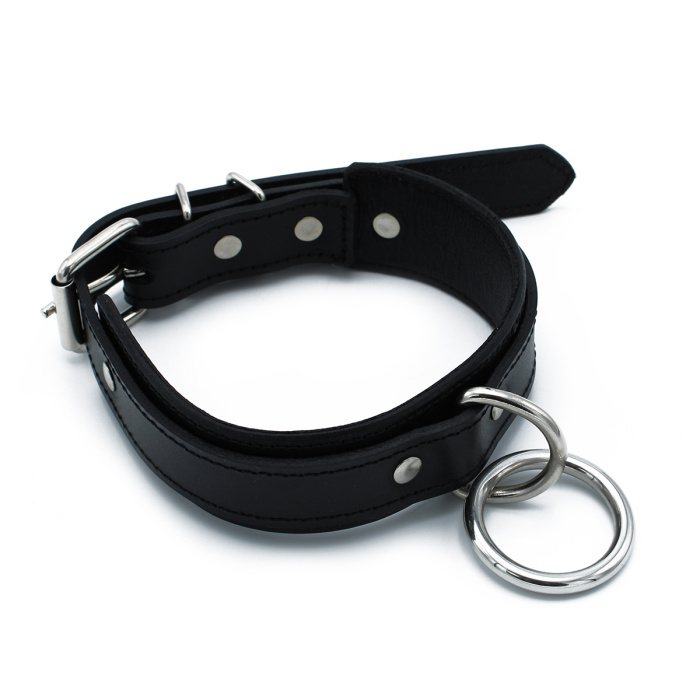 Black Leather Collar big O-Ring - Afbeelding 2