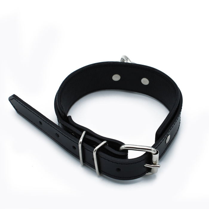 Black Leather Collar big O-Ring - Afbeelding 4