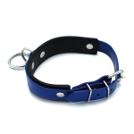 Black & Blue Leather Collar big O-Ring - Afbeelding 5