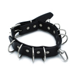 Black Leather Collar Multi-D-Rings - Afbeelding 2