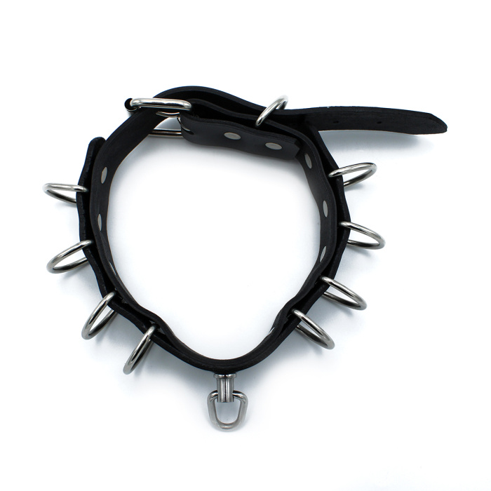 Black Leather Collar Multi-D-Rings - Afbeelding 7