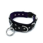 Black Leather Collar Deluxel O-Ring Multi-D-Rings - Afbeelding 6