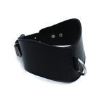 Contoured Black Leather Collar with D-Ring - Afbeelding 3