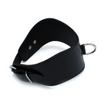 Contoured Black Leather Collar with D-Ring - Afbeelding 4