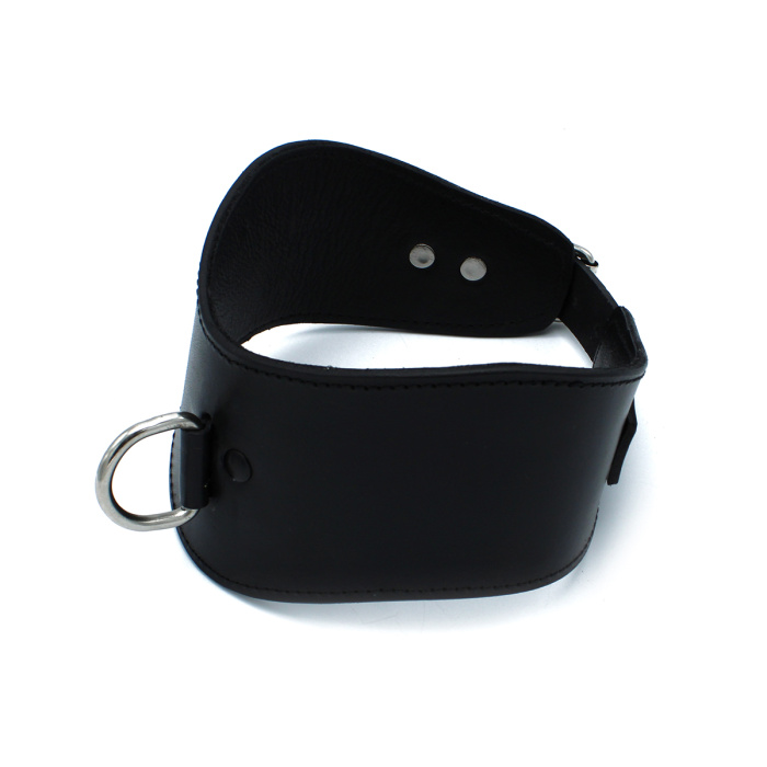 Contoured Black Leather Collar with D-Ring - Afbeelding 6