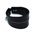 Black Leather High-Neck Collar with Zipper