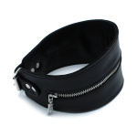 Black Leather High-Neck Collar with Zipper - Afbeelding 4