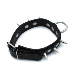 Black Leather Spiked Collar with O-Ring - Afbeelding 3