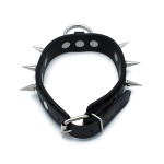 Black Leather Spiked Collar with O-Ring - Afbeelding 4