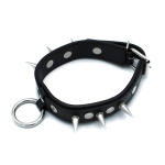 Black Leather Spiked Collar with O-Ring - Afbeelding 6