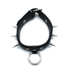 Black Leather Spiked Collar with O-Ring - Afbeelding 7