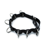 Black Leather Collar with 7 Statement Rings - Afbeelding 2